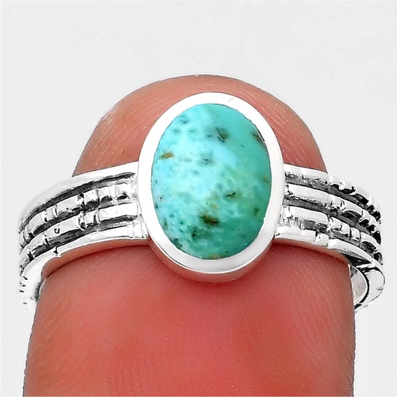 Genuine Azurite Chrysocolla Gemstone ring size 8 - Picture 3 of 4